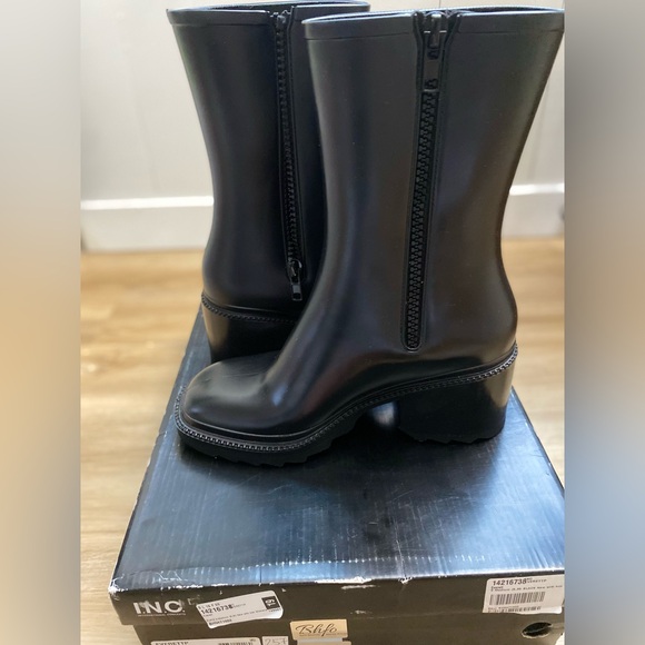 🔥🔥New in Box Chunky Grunge Everett INC Moto Square-Toe Black Waterproof Boots - Picture 3 of 10